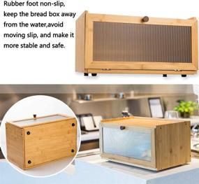 img 1 attached to 🍞 Bamboo Bread Box for Kitchen Counter: Stylish Farmhouse Bread Storage Container with Window - Large Capacity Bread Holder