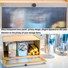 img 2 attached to 🍞 Bamboo Bread Box for Kitchen Counter: Stylish Farmhouse Bread Storage Container with Window - Large Capacity Bread Holder