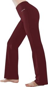 img 4 attached to 🩱 HISKYWIN Inner Pocket Yoga Pants - 4-Way Stretch, Tummy Control, Workout and Running Pants with Long Bootleg Flare