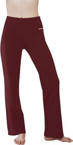 img 3 attached to 🩱 HISKYWIN Inner Pocket Yoga Pants - 4-Way Stretch, Tummy Control, Workout and Running Pants with Long Bootleg Flare