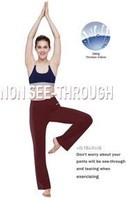 img 1 attached to 🩱 HISKYWIN Inner Pocket Yoga Pants - 4-Way Stretch, Tummy Control, Workout and Running Pants with Long Bootleg Flare