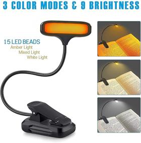 img 3 attached to 📚 AUGELUX Clip on Book Light for Reading in Bed - Rechargeable Reading Light for Books, 15 LED Eye Care Amber Reading Lamp, 9 Brightness Levels, Up to 65 Hours, Ideal for Kids, Bookworms (Black)