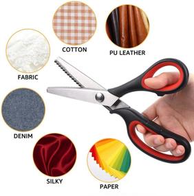 img 3 attached to 👗 UCEC Pinking Shears for Fabric: 9.3 Inch Strong & Sharpe Serrated Zig Zag Cut Scissors with Soft Grip Handle for Dressmaking, Sewing, and Crafts