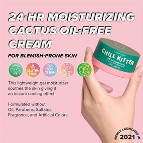 img 3 attached to DEW CARE Chill Kitten 24hr Moisturizing Cactus Oil-free Facial Moisturizer Cream with Aloe Vera Gel for Dry and Red Skin - Korean Skincare, Vegan, Cruelty-free, Paraben-free