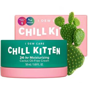 img 4 attached to DEW CARE Chill Kitten 24hr Moisturizing Cactus Oil-free Facial Moisturizer Cream with Aloe Vera Gel for Dry and Red Skin - Korean Skincare, Vegan, Cruelty-free, Paraben-free