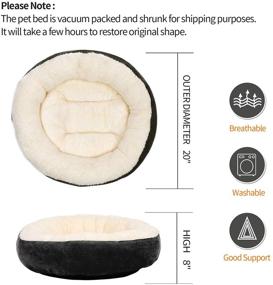 img 1 attached to 🐾 Comfy and Calming Donut Cushion Cat Bed & Dog Bed - Medium-sized Pet Bed with Fluffy Lining and Non-Slip Bottom, Machine Washable, 20 Inch, Black