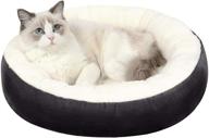 🐾 comfy and calming donut cushion cat bed & dog bed - medium-sized pet bed with fluffy lining and non-slip bottom, machine washable, 20 inch, black logo