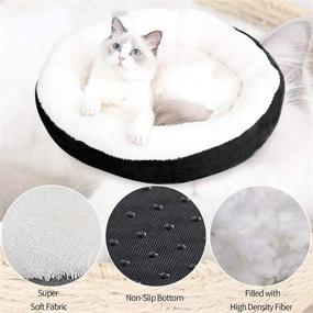 img 3 attached to 🐾 Comfy and Calming Donut Cushion Cat Bed & Dog Bed - Medium-sized Pet Bed with Fluffy Lining and Non-Slip Bottom, Machine Washable, 20 Inch, Black