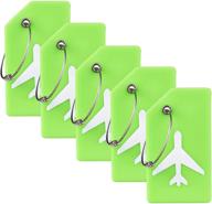 🏷️ gostwo 5-pack green silicone luggage tag set for bags, suitcases & more: durable tag labels for travel & school logo