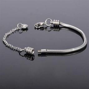 img 1 attached to 🐘 TGLS Women Girls Moments Slider Charms Stainless Steel Snake Chain Bracelets with Elephant Animal Charms Bracelet - Fits European Standard Charms Bead - Adjustable Length