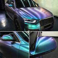 💜 transform your vehicle with purple to lake blue matte metallic chameleon vinyl wrap - diy color change vinyl film 59.8'' x 29.5'' logo