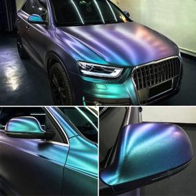 img 4 attached to 💜 Transform Your Vehicle with Purple to Lake Blue Matte Metallic Chameleon Vinyl Wrap - DIY Color Change Vinyl Film 59.8'' x 29.5''