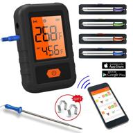 🔥 cloudbbq wireless meat thermometer bluetooth instant read with app & 4 probes (black) - perfect for grilling, smoking, and oven cooking logo