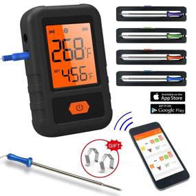 img 4 attached to 🔥 CloudBBQ Wireless Meat Thermometer Bluetooth Instant Read with App & 4 Probes (Black) - Perfect for Grilling, Smoking, and Oven Cooking