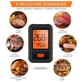 img 1 attached to 🔥 CloudBBQ Wireless Meat Thermometer Bluetooth Instant Read with App & 4 Probes (Black) - Perfect for Grilling, Smoking, and Oven Cooking