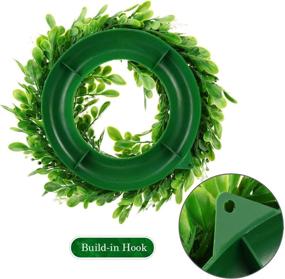img 2 attached to 🎄 Enhance Your Front Door Christmas Decoration with WILLBOND 11.8 Inch Artificial Outdoor Wreath - Green Leaves Wreath with 16 Feet Sackcloth for Farmhouse Wall, Window, Wedding Party