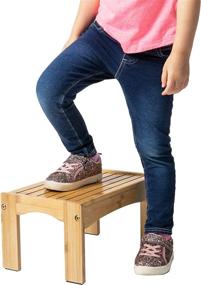 img 4 attached to 🎋 Brown Bamboo Mind Reader Kids' Step Stool - Slip Resistant Height Booster for Kitchen, Bathroom, and Closets