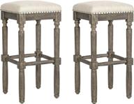 🪑 stylish set of 2 taupe and brush grey barstools with 30 inch seat height – ball & cast kitchen counter pub-height logo