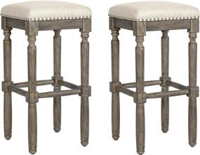 img 4 attached to 🪑 Stylish Set of 2 Taupe and Brush Grey Barstools with 30 Inch Seat Height – Ball & Cast Kitchen Counter Pub-Height