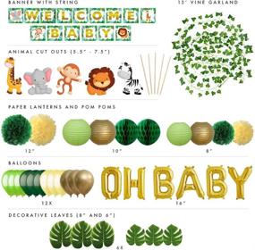 img 2 attached to 🐯 Jungle Safari Baby Shower Decorations Kit by Sweet Baby Co. – Banner, Animal Centerpieces, Tropical Leaves, Greenery Garland, Lantern, Pom Poms, Oh Baby Balloons – Gender-Neutral Party Supplies for Boy or Girl