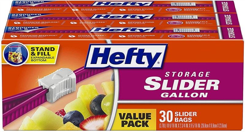  Hefty Slider Freezer Storage Bags, Gallon Size, 56 Count :  Health & Household