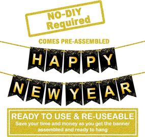 img 3 attached to Shiny Gold, Happy New Year Banner (10 Feet) - Easy Install, NYE Decorations 2022, Party Supplies & Decor for New Years Eve 2022