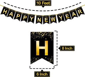 img 1 attached to Shiny Gold, Happy New Year Banner (10 Feet) - Easy Install, NYE Decorations 2022, Party Supplies & Decor for New Years Eve 2022