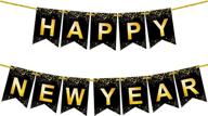 shiny gold, happy new year banner (10 feet) - easy install, nye decorations 2022, party supplies & decor for new years eve 2022 логотип