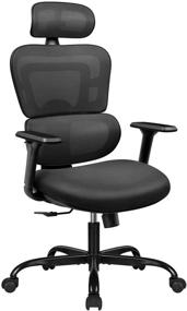 img 4 attached to 🪑 Furmax Mesh High Back Swivel Chair with Adjustable Headrest and Armrests for Ergonomic Office Comfort - Black