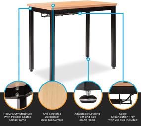 img 1 attached to 🖥️ The Office Oasis Small Computer Desk: Cable Management Tray, 36in Length, Pear - Organize and Enhance Your Workspace!