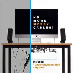 img 3 attached to 🖥️ The Office Oasis Small Computer Desk: Cable Management Tray, 36in Length, Pear - Organize and Enhance Your Workspace!