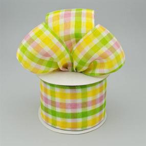 img 3 attached to 🌸 Vibrant Spring & Easter Faux Linen Check Wired Ribbon, 2.5" Wide - Pink, Lime & Yellow (10 Yards)