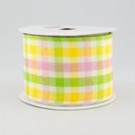 🌸 vibrant spring & easter faux linen check wired ribbon, 2.5" wide - pink, lime & yellow (10 yards) logo