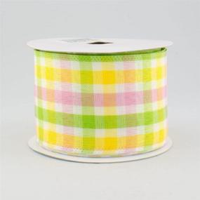 img 4 attached to 🌸 Vibrant Spring & Easter Faux Linen Check Wired Ribbon, 2.5" Wide - Pink, Lime & Yellow (10 Yards)