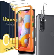 📸 ultimate protection bundle: uniqueme [2+2 pack] compatible with samsung galaxy a11 camera lens and screen protector kit | easy installation frame | hd clear | anti-scratch | bubble free logo