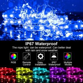 img 2 attached to 🌈 Waterproof Outdoor LED Rope Lights - 120ft RGB Dimmable Color Changing Strip Light with Remote Controller for Camper, Connectable Decorative Lights for Garden, Stairs, and Party