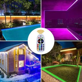 img 1 attached to 🌈 Waterproof Outdoor LED Rope Lights - 120ft RGB Dimmable Color Changing Strip Light with Remote Controller for Camper, Connectable Decorative Lights for Garden, Stairs, and Party