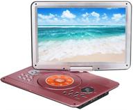📺 16.9-inch portable dvd player with remote controller, 14.1-inch hd swivel large screen dvd player for car, 6-hour rechargeable battery, sd card & usb port support (rose gold) logo