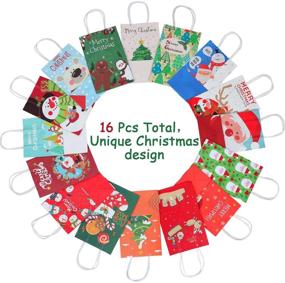 img 2 attached to 🎁 Christmas Paper Gift Bags: 16 Assorted Styles for Holiday Party Treats & Gifts