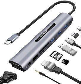 img 4 attached to 🔌 VEOOVE USB C Hub HDMI VGA Adapter - 9 Port USB Type C to HDMI 4K for Samsung Dex Station, Galaxy S10/S9/S8 Note 9/8 & MacBook Pro 2018 2017/Air 2018/2019 - Space Grey