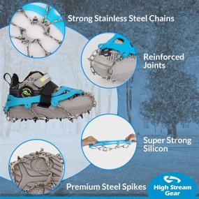 img 2 attached to ❄️ Ice Cleats for Kids - Snow Microspikes with 14 Stainless Steel Spikes, Non-Slip Traction Cleats for Boys and Girls Boots, Ideal for Hiking, Climbing, Walking, or Jogging on Ice and Snow