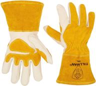 🧤 большие перчатки для сварщиков john tillman размером 14" с манжетой 4" и стежкой с защитой из кевлара - надежные белые/бежевые (til50l) логотип
