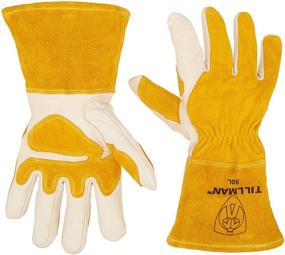 img 1 attached to 🧤 John Tillman Large 14" Top Welders Gloves with 4" Cuff and Kevlar Thread Locking Stitch - Reliable White/Tan (TIL50L)
