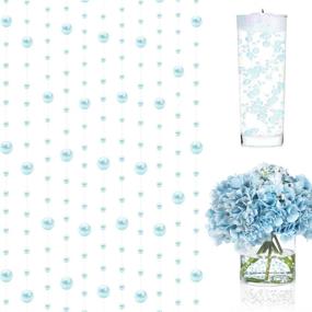 img 4 attached to 💙 50-Piece Blue Vase Filler Centerpiece Table Decorations by NUZELA – 13in Floating Pearl String Filler, Ideal for Floating Candles, Wedding, Dining, Party, and Table Centerpieces Decorations in Blue