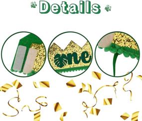 img 1 attached to 🎉 Wild Jungle Safari First One Birthday Crown Hat for Girls and Boys – Green and Gold Decorations for 1st Birthday Party