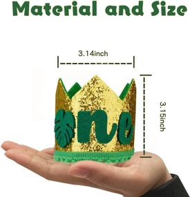 img 3 attached to 🎉 Wild Jungle Safari First One Birthday Crown Hat for Girls and Boys – Green and Gold Decorations for 1st Birthday Party