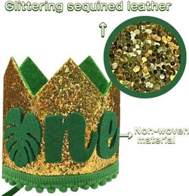 img 2 attached to 🎉 Wild Jungle Safari First One Birthday Crown Hat for Girls and Boys – Green and Gold Decorations for 1st Birthday Party