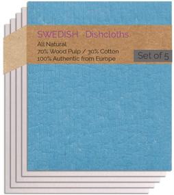 img 4 attached to 🧽 Swedish Dishcloth 5 PK - Turquoise & Natural Combo: Reusable, Eco-Friendly Cleaning Sponge Cloths - TNNNN Paper Towel Replacements