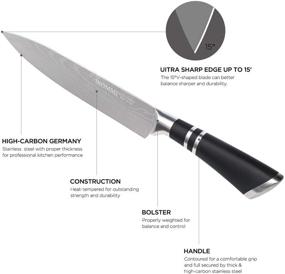 img 1 attached to 🔪 23-предметный набор кухонных ножей с блоком и точилкой - ножи IKOMMI из высокоуглеродистой стали немецкого производства с вилкой для резьбы и ножами для стейка - полный кореец, набор ножей из углерода высокого качества.