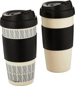 img 4 attached to Copco Reusable Insulated Double Wall Travel Mugs (Set of 2) - White/Black